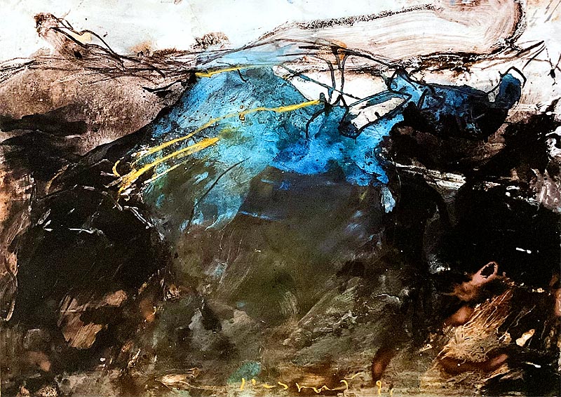 J&ouml;rg Miszewski - Malerei auf Leinwand / Landschaft o.T. Blau