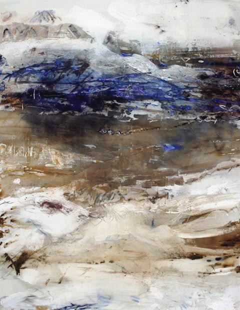 Jörg Miszewski Malerei auf Leinwand - Blaue Landschaft